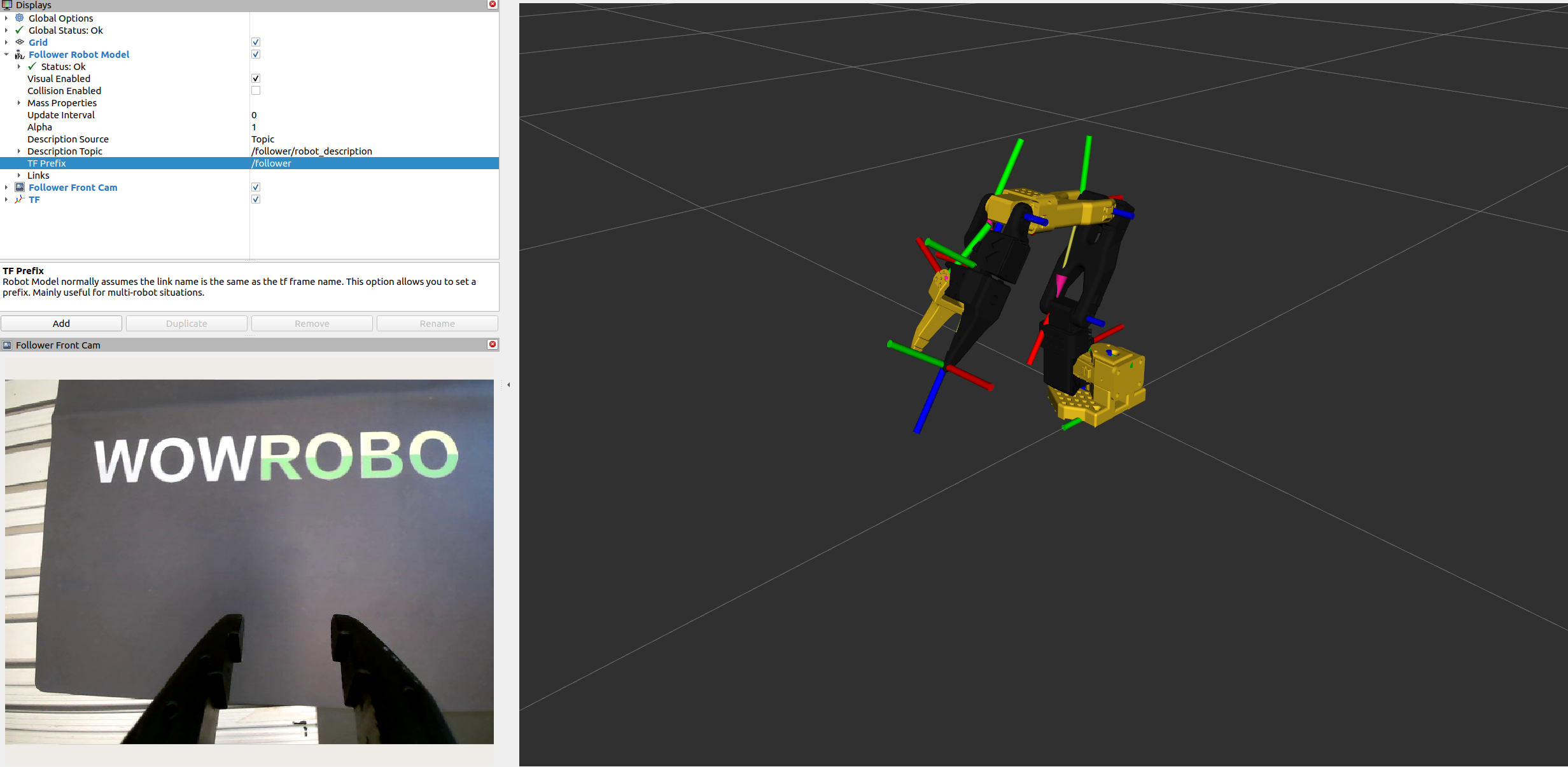 SO101 robot with cameras in RViz